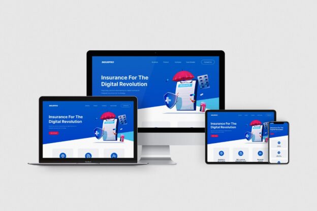 responsive mockup of an insurance website